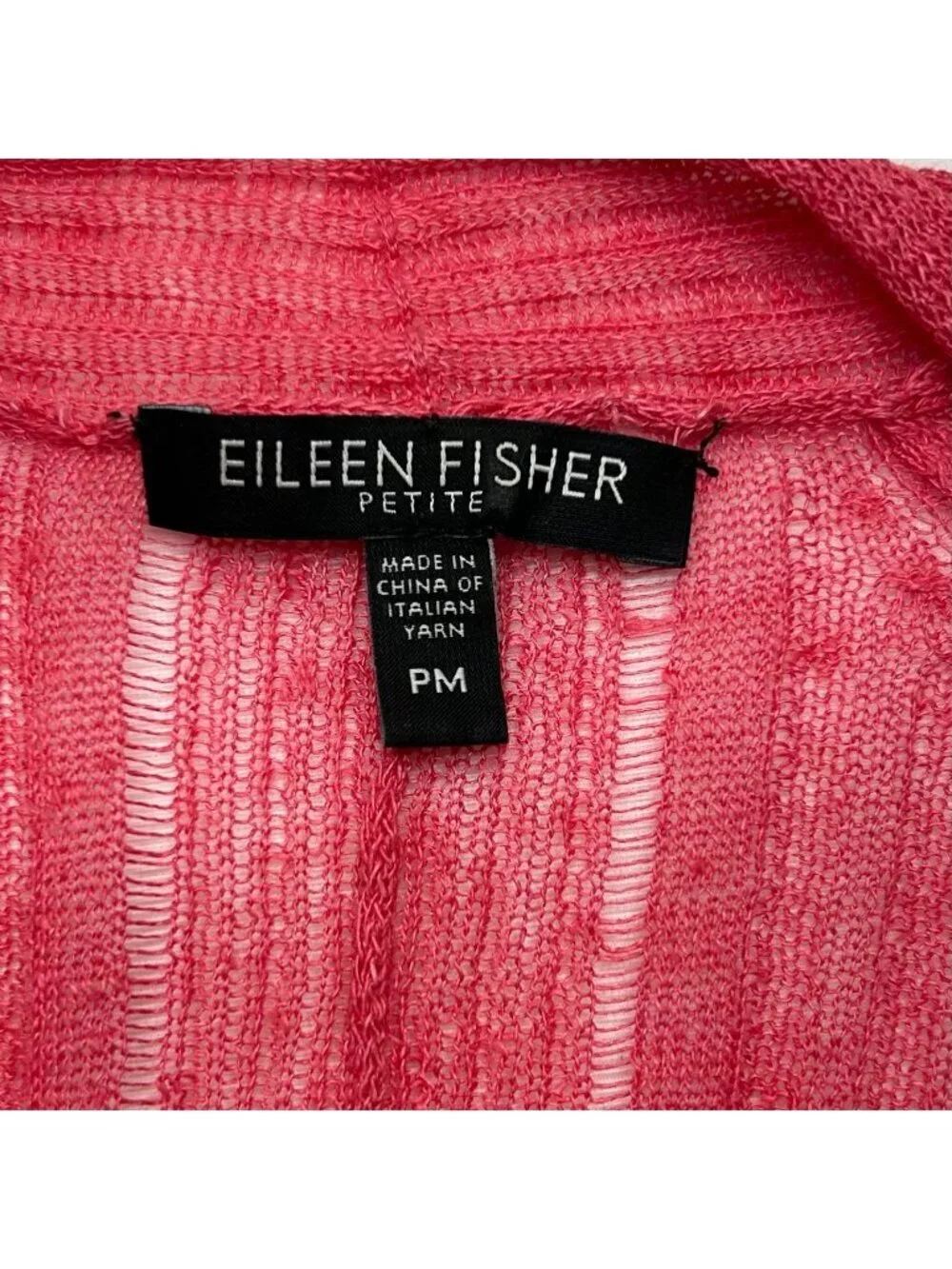 Eileen Fisher Variegated Peony Pink Silk/Linen Open Cardigan PM
